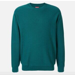 Supreme Crewneck Sweatshirt Long Sleeve Cotton Logo Mens Medium Blue FW18.